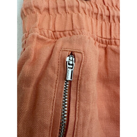 Athleta Cabo Linen Joggers Orange Drawstring Breathable Beach Women's Size 10 - Picture 4 of 8